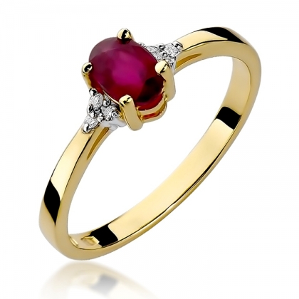 Pierścionek zaręczynowy z Rubinem 0,60ct i Brylantami pr. 585. W-0301R